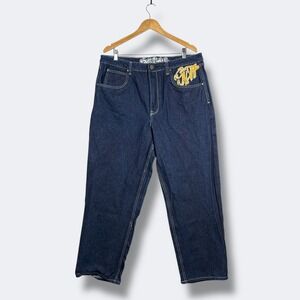 Ninth Hall Ambush Denim Jeans Mens 38x29 Dark Wash Blue Embroidered Y2K Tiger